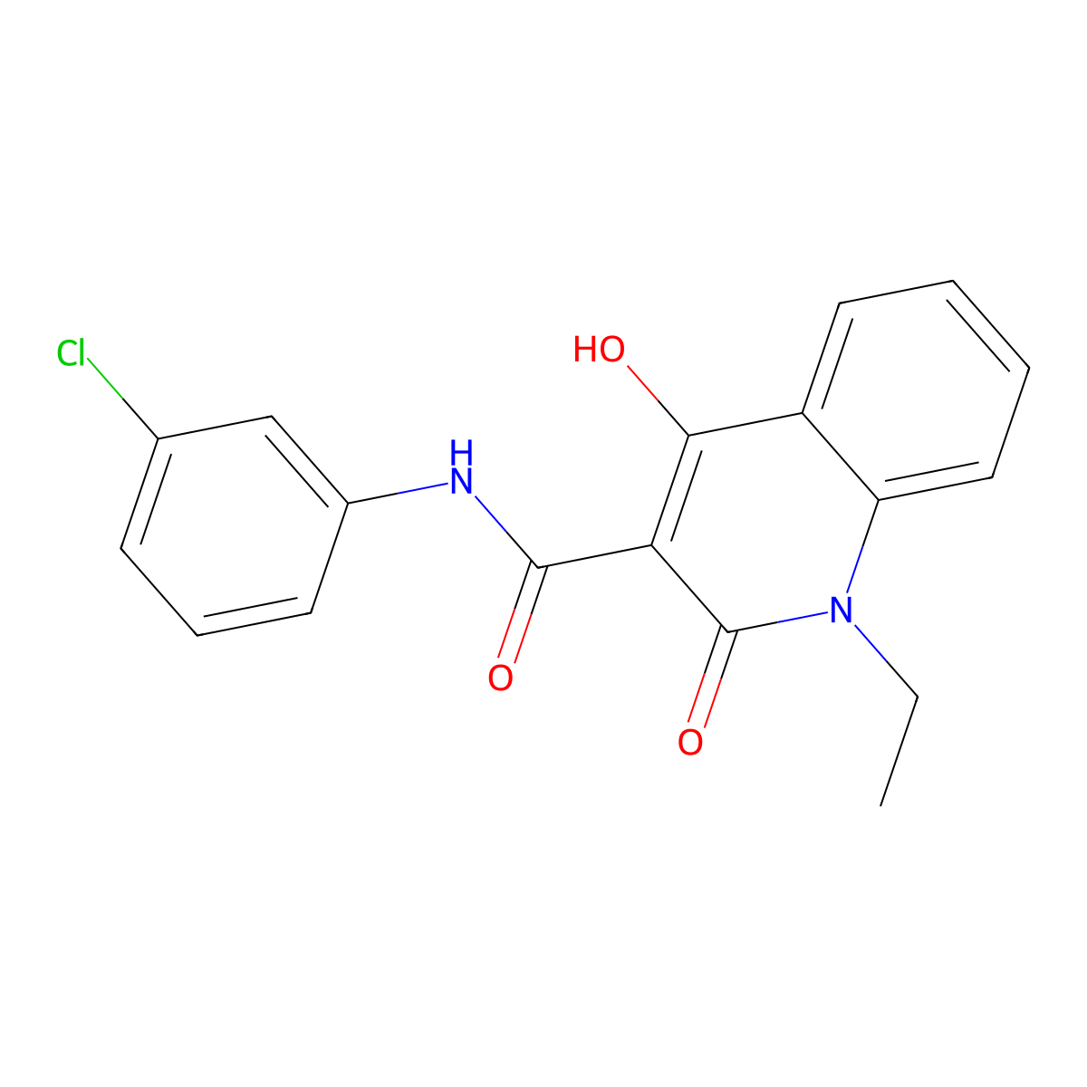 N-(3-chlorophenyl)-1-ethyl-4-hydroxy-2-oxo-1,2-dihydroquinoline-3-carboxamide molecular structure, CAS 369602-87-9