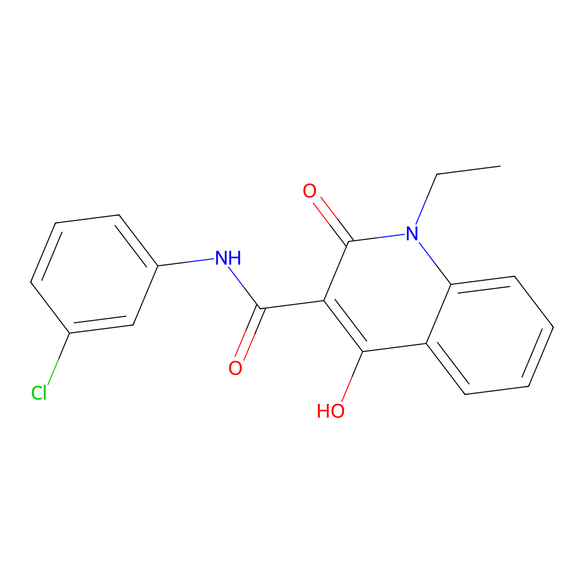 N-(3-chlorophenyl)-1-ethyl-4-hydroxy-2-oxo-1,2-dihydroquinoline-3-carboxamide molecular structure, CAS 369602-87-9