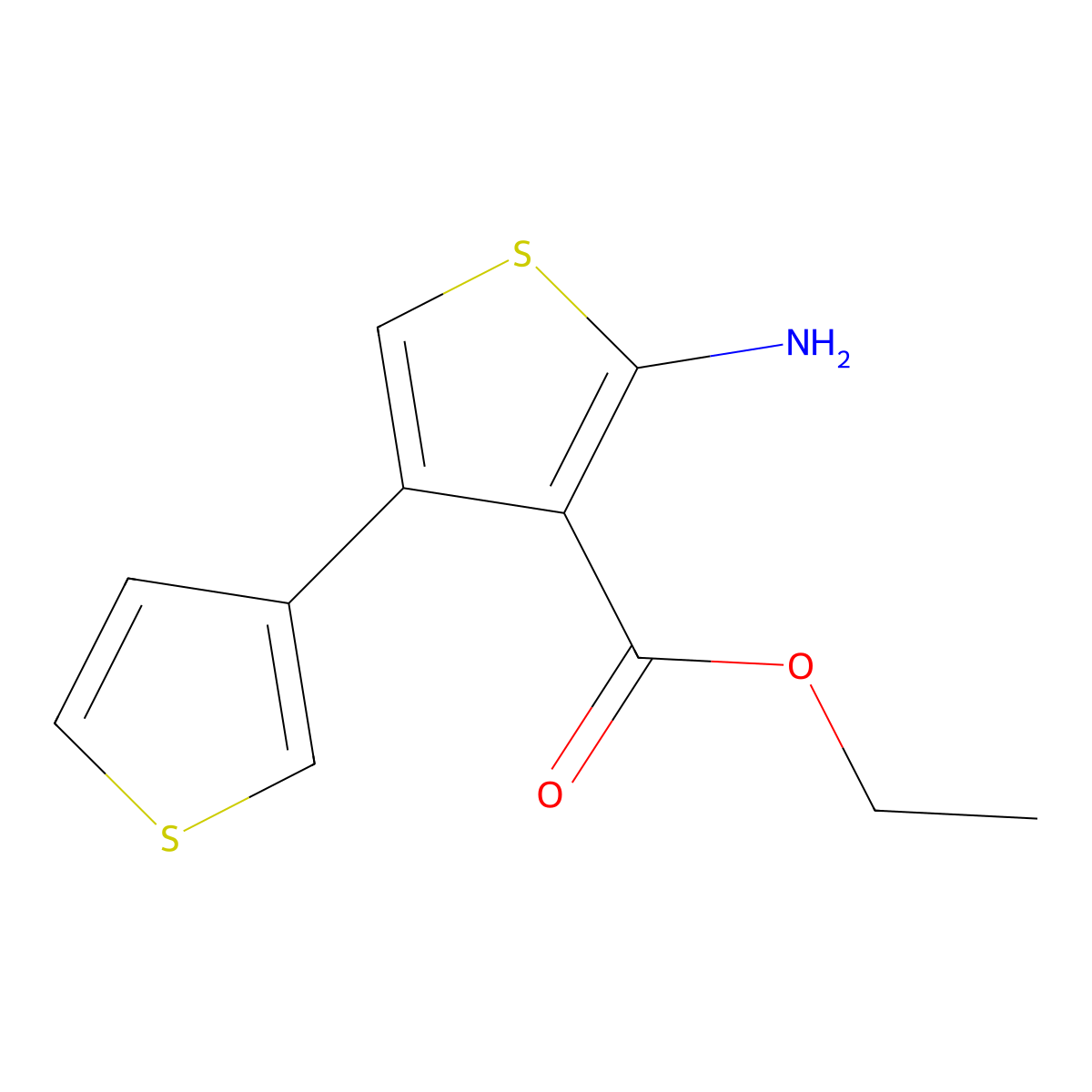 Ethyl 2-amino-4-thiophen-3-ylthiophene-3-carboxylate molecular structure, CAS 369602-97-1