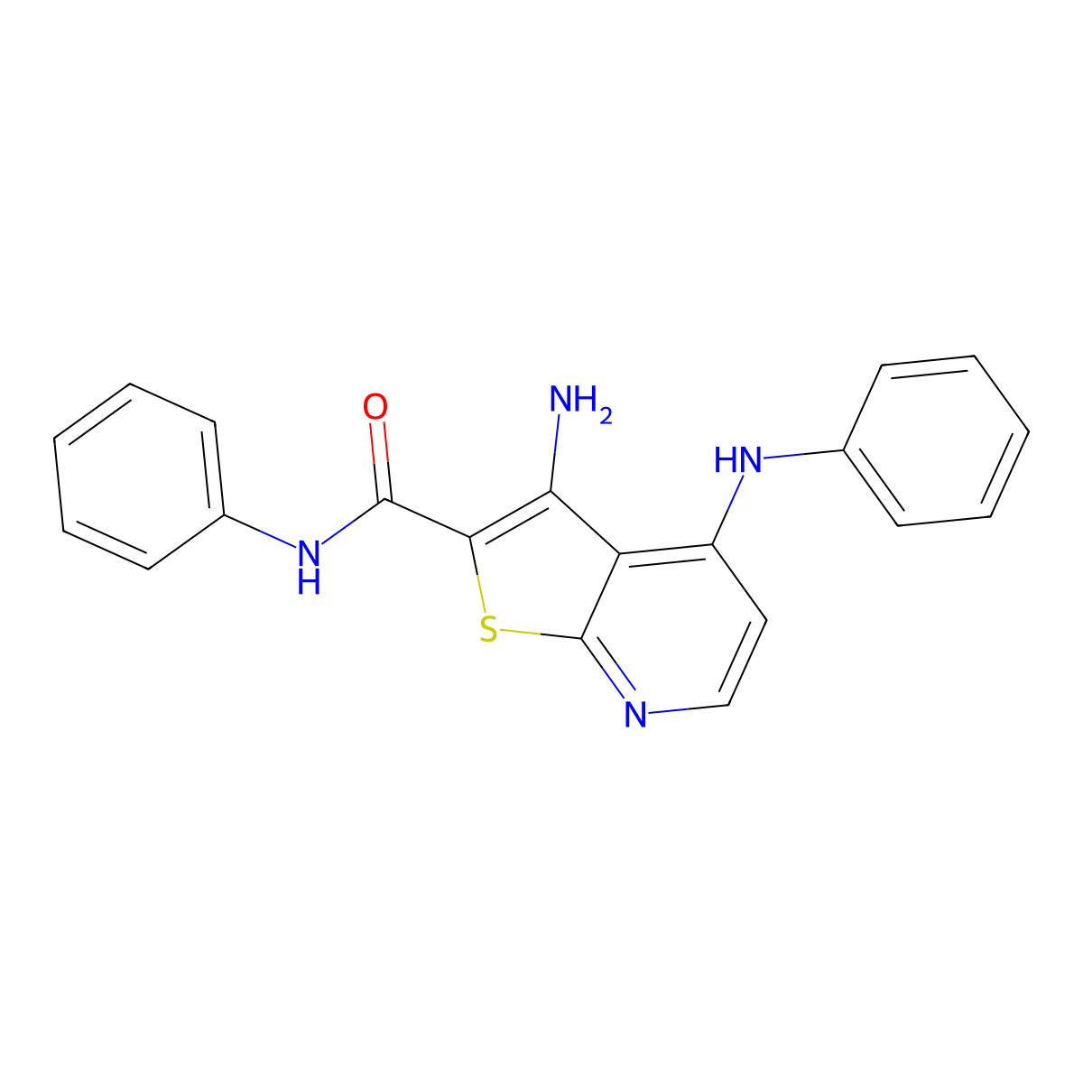 3-amino-4-anilino-N-phenylthieno[2,3-b]pyridine-2-carboxamide molecular structure, CAS 369605-36-7