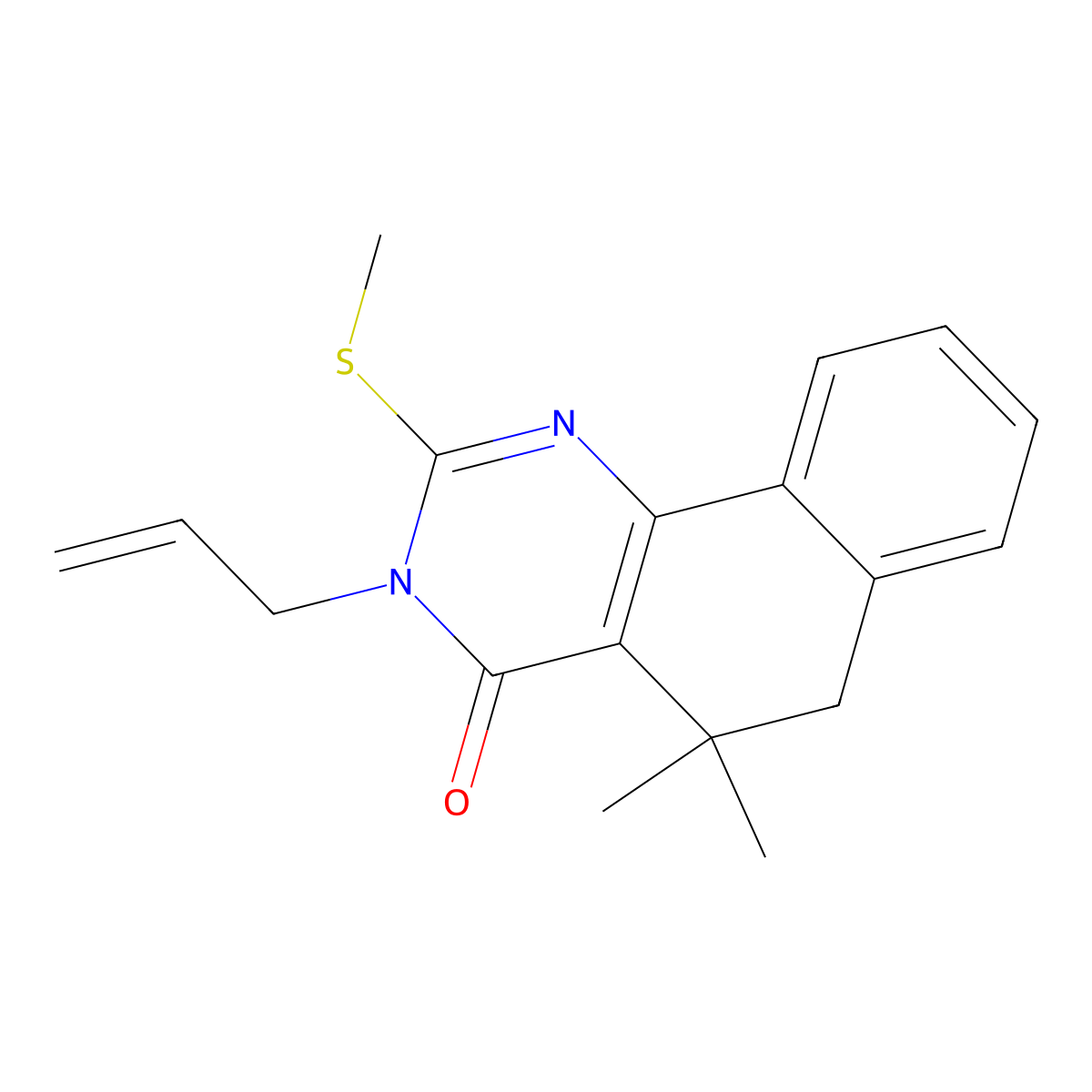 5,5-dimethyl-2-methylsulfanyl-3-prop-2-enyl-6H-benzo[h]quinazolin-4-one molecular structure, CAS 369605-57-2