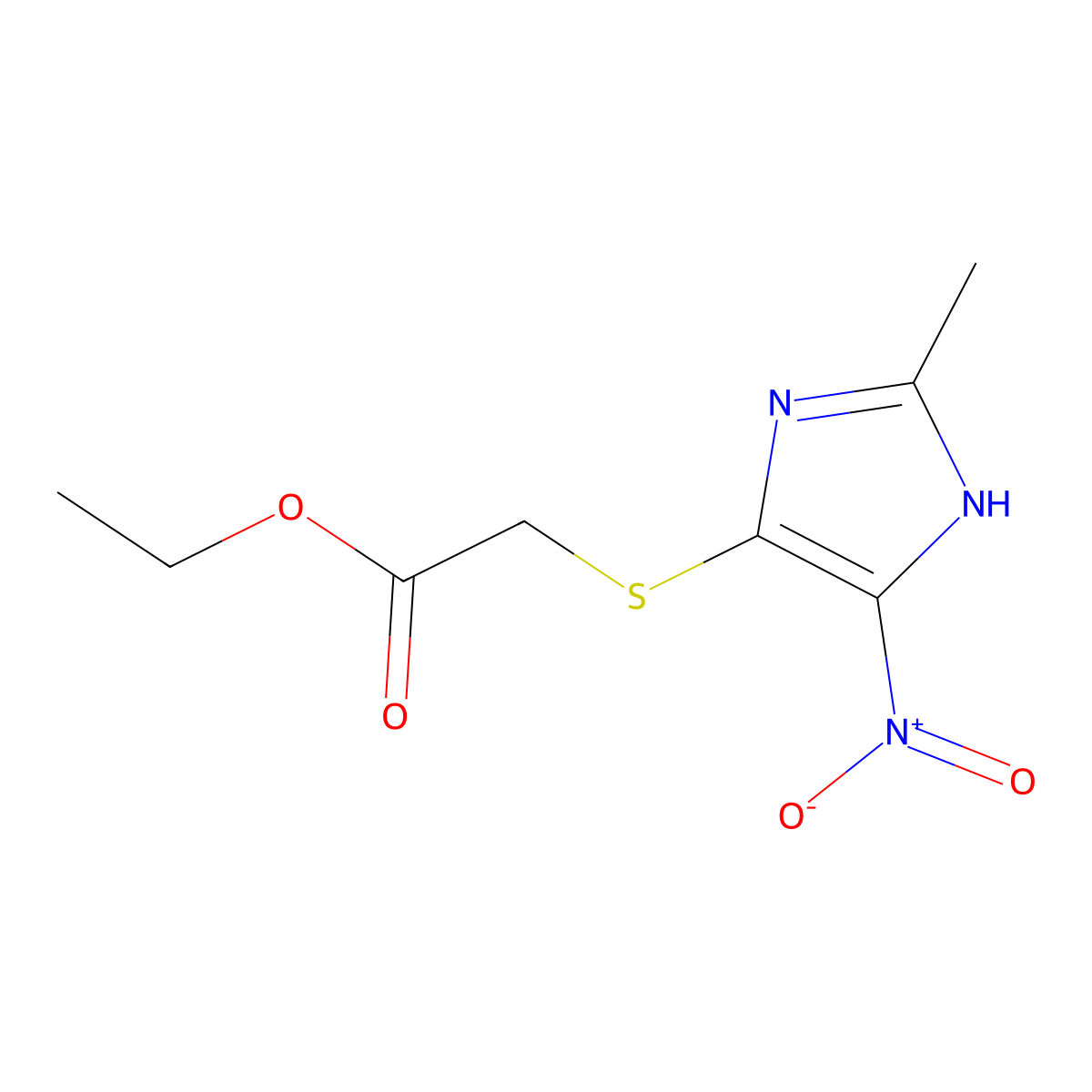 ethyl 2-[(2-methyl-5-nitro-1H-imidazol-4-yl)sulfanyl]acetate molecular structure, CAS 369605-91-4