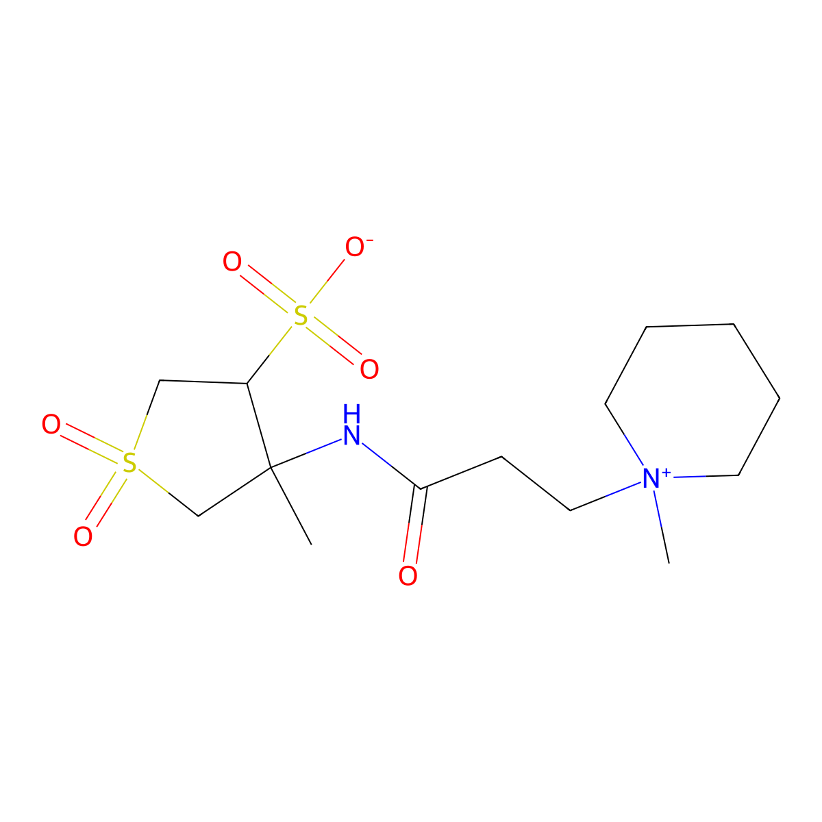 4-Methyl-4-[3-(1-methylpiperidin-1-ium-1-yl)propanoylamino]-1,1-dioxothiolane-3-sulfonate molecular structure, CAS 369605-97-0
