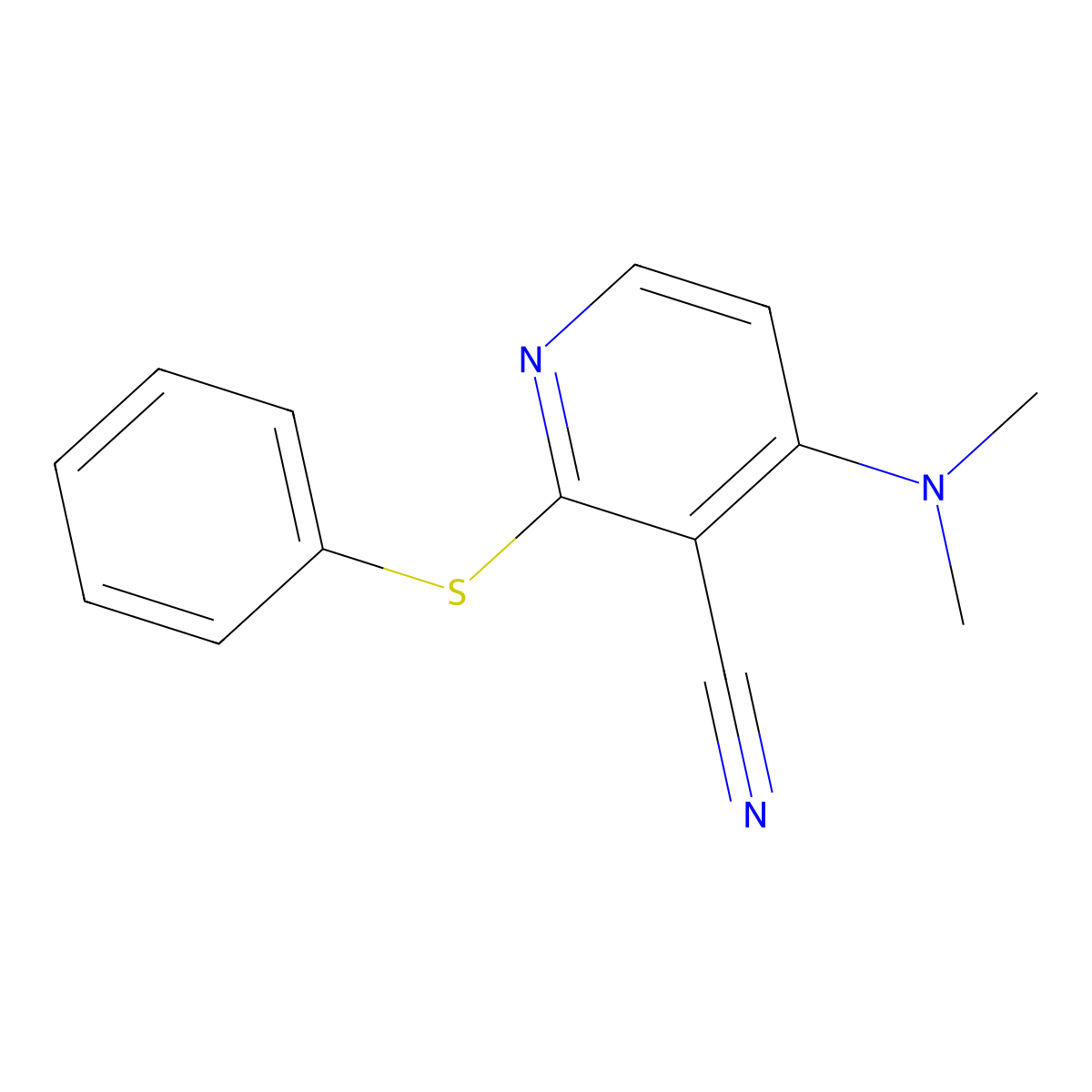 4-(Dimethylamino)-2-phenylsulfanylpyridine-3-carbonitrile molecular structure, CAS 369607-11-4