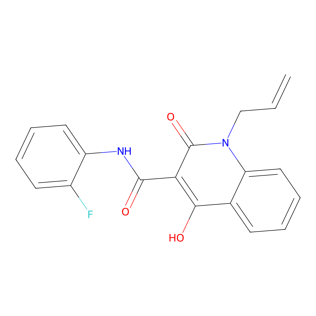 N-(2-fluorophenyl)-4-hydroxy-2-oxo-1-(prop-2-en-1-yl)-1,2-dihydroquinoline-3-carboxamide molecular structure, CAS 369608-05-9
