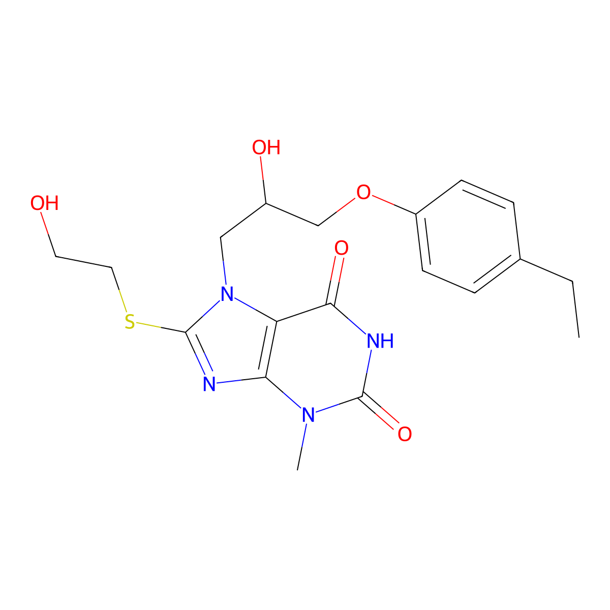 7-[3-(4-Ethylphenoxy)-2-hydroxypropyl]-8-(2-hydroxyethylsulfanyl)-3-methylpurine-2,6-dione molecular structure, CAS 369611-38-1
