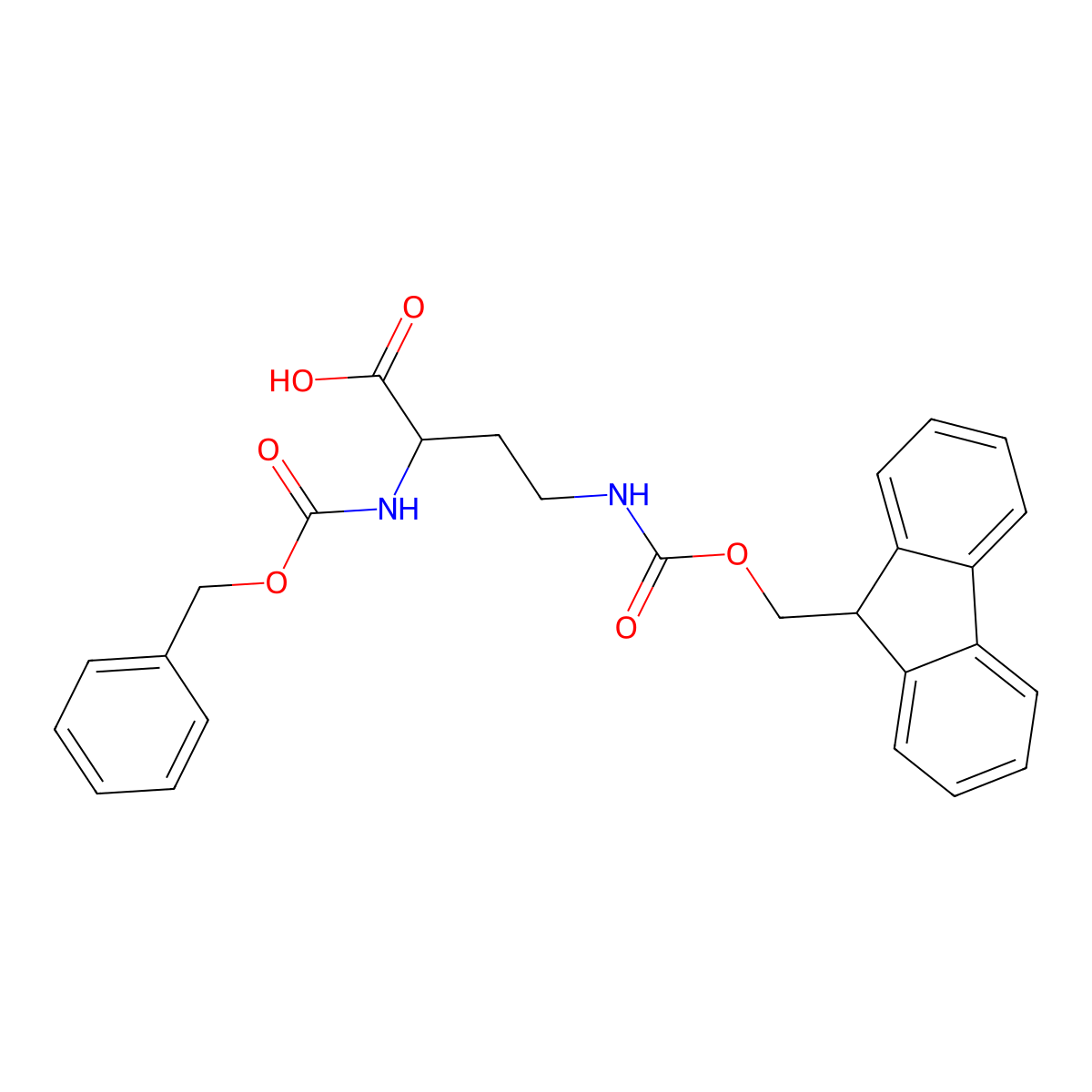 (R)-4-((((9H-Fluoren-9-yl)methoxy)carbonyl)amino)-2-(((benzyloxy)carbonyl)amino)butanoic acid molecular structure, CAS 369611-58-5
