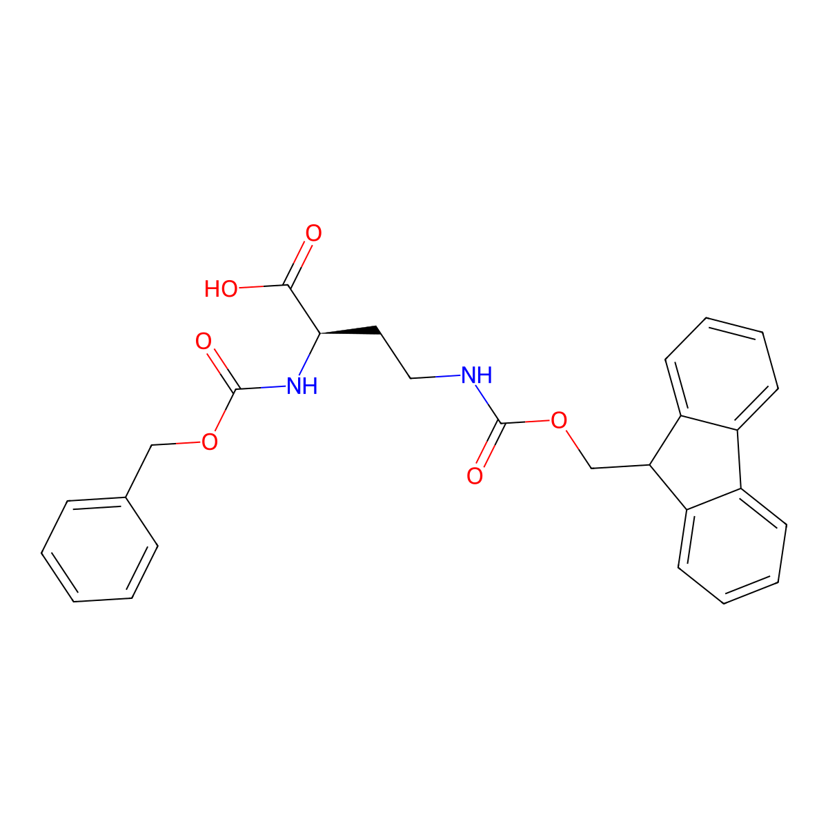 (R)-4-((((9H-Fluoren-9-yl)methoxy)carbonyl)amino)-2-(((benzyloxy)carbonyl)amino)butanoic acid molecular structure, CAS 369611-58-5