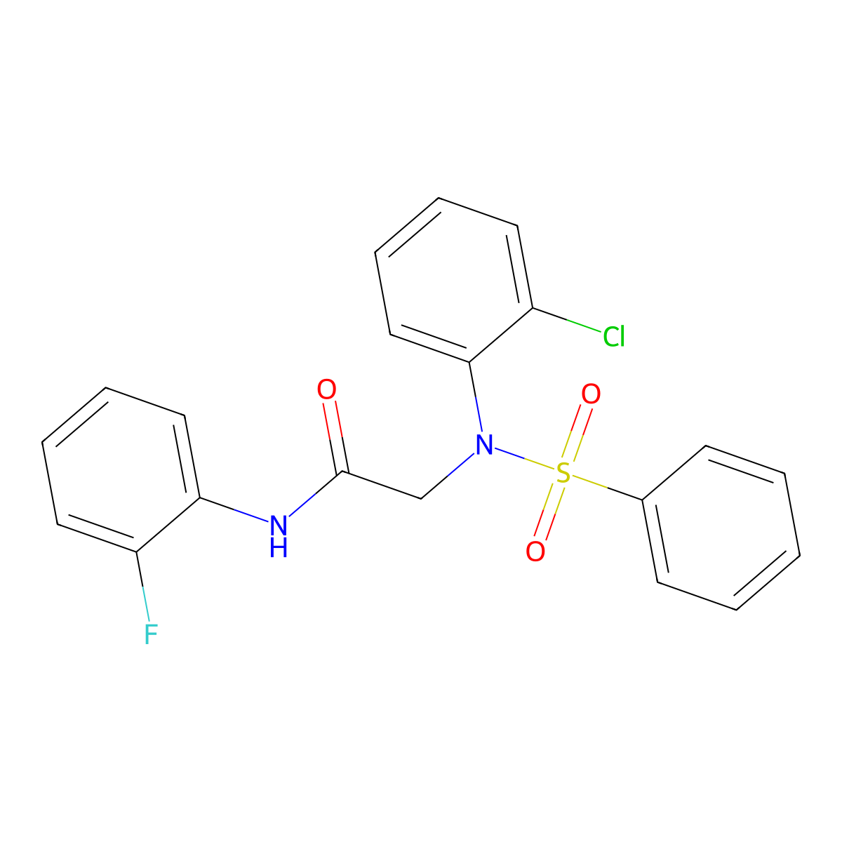 2-[N-(benzenesulfonyl)-2-chloroanilino]-N-(2-fluorophenyl)acetamide molecular structure, CAS 369619-86-3