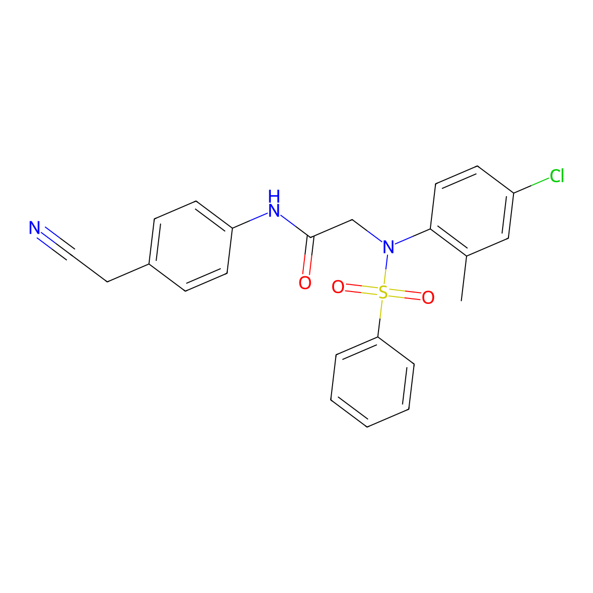2-[N-(benzenesulfonyl)-4-chloro-2-methylanilino]-N-[4-(cyanomethyl)phenyl]acetamide molecular structure, CAS 369621-57-8
