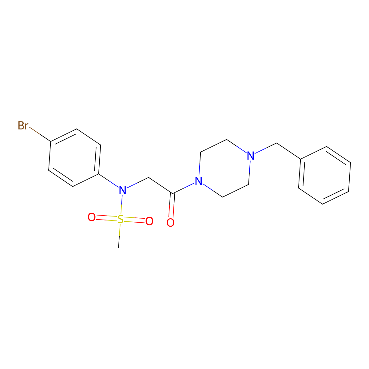 N-[2-(4-benzylpiperazin-1-yl)-2-oxoethyl]-N-(4-bromophenyl)methanesulfonamide molecular structure, CAS 369621-96-5