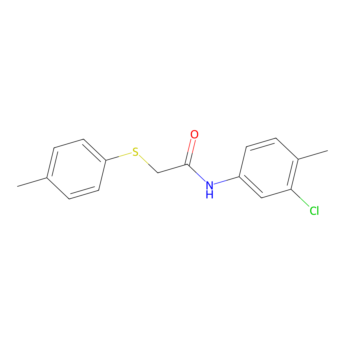 N-(3-chloro-4-methylphenyl)-2-(4-methylphenyl)sulfanylacetamide molecular structure, CAS 369622-08-2