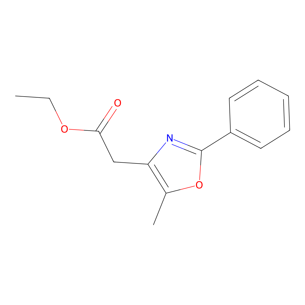 Ethyl 5-methyl-2-phenyl-4-oxazoleacetate molecular structure, CAS 369631-83-4