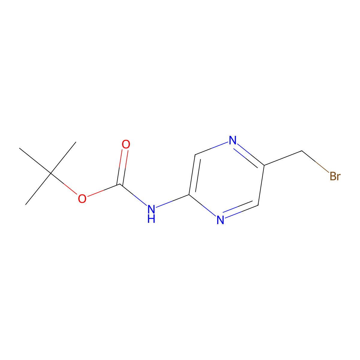 tert-Butyl (5-(bromomethyl)pyrazin-2-yl)carbamate molecular structure, CAS 369638-69-7