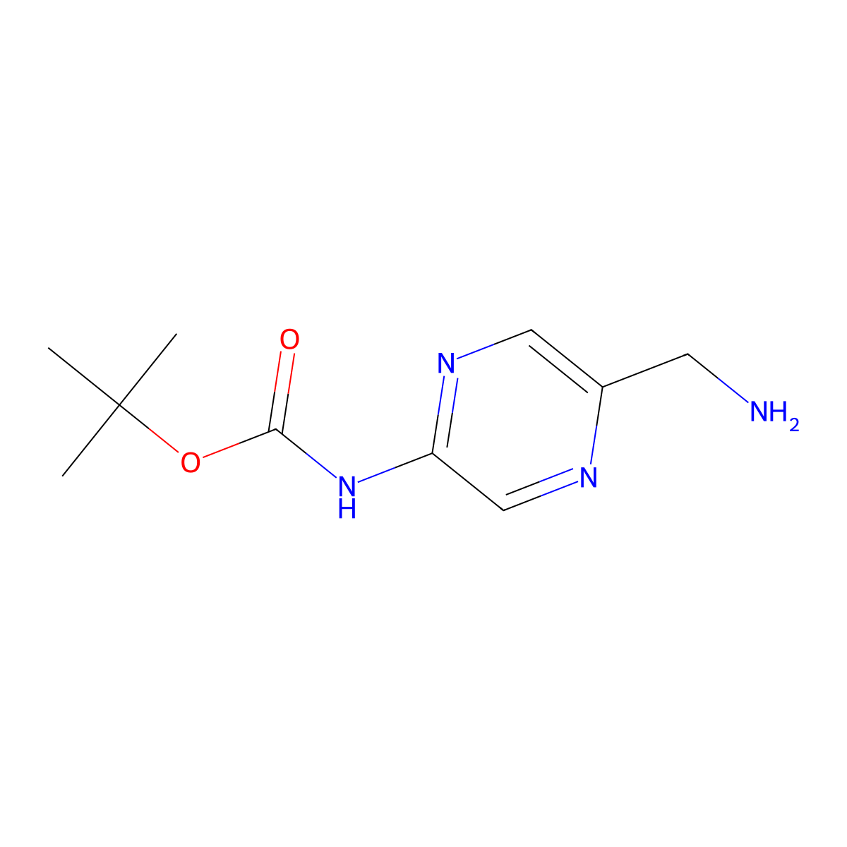 tert-butyl N-[5-(aminomethyl)pyrazin-2-yl]carbamate molecular structure, CAS 369638-71-1