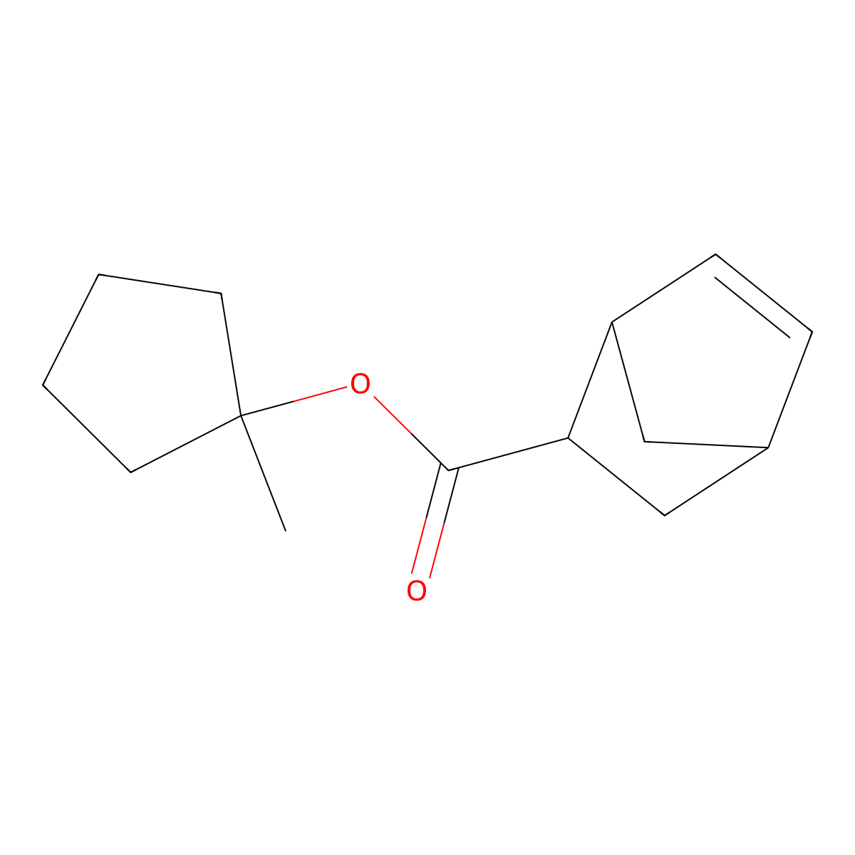 Bicyclo(2.2.1)hept-5-ene-2-carboxylic acid, 1-methylcyclopentyl ester molecular structure, CAS 369648-89-5