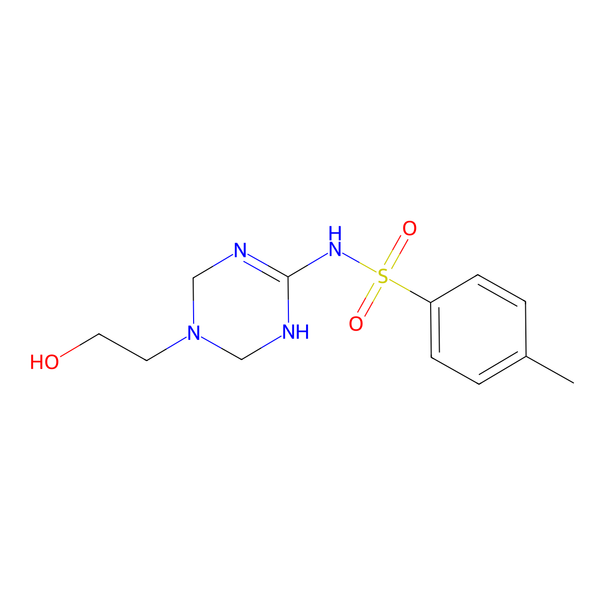 N-[5-(2-hydroxyethyl)-1,4,5,6-tetrahydro-1,3,5-triazin-2-yl]-4-methylbenzenesulfonamide molecular structure, CAS 369649-00-3