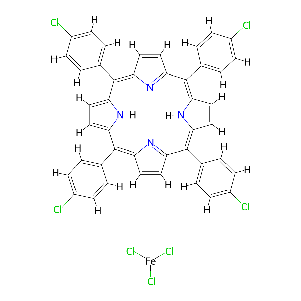 5,10,15,20-tetrakis(p-chlorophenyl)porphyrin iron(III) chloride molecular structure, CAS 36965-70-5