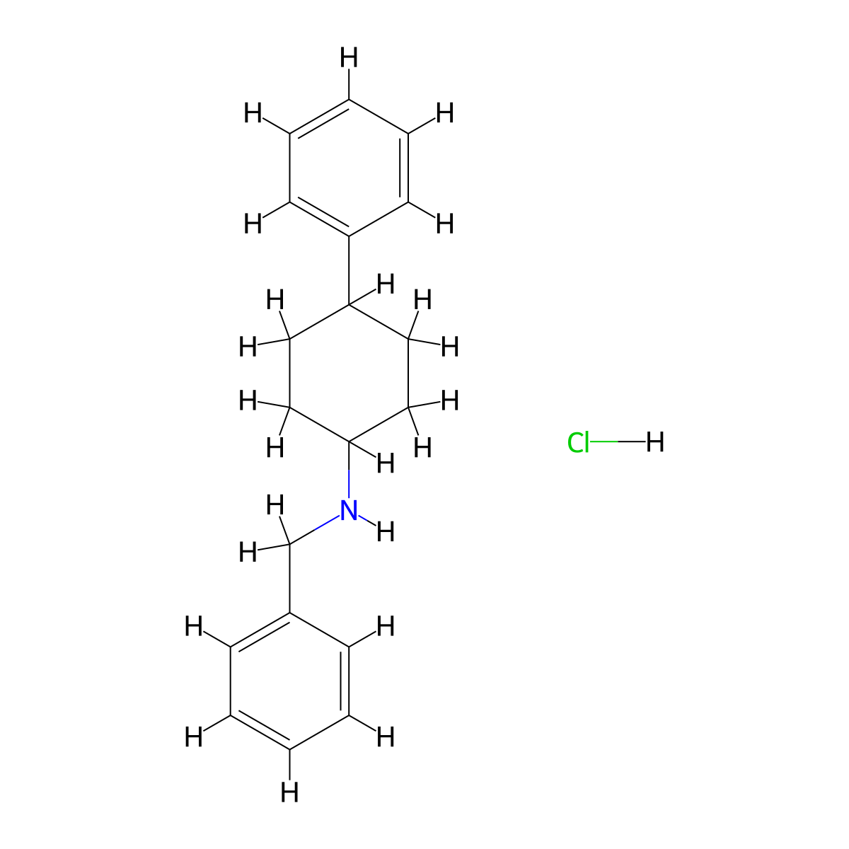 rel-(1R,4S)-N-benzyl-4-phenylcyclohexan-1-amine hydrochloride molecular structure, CAS 36967-47-2