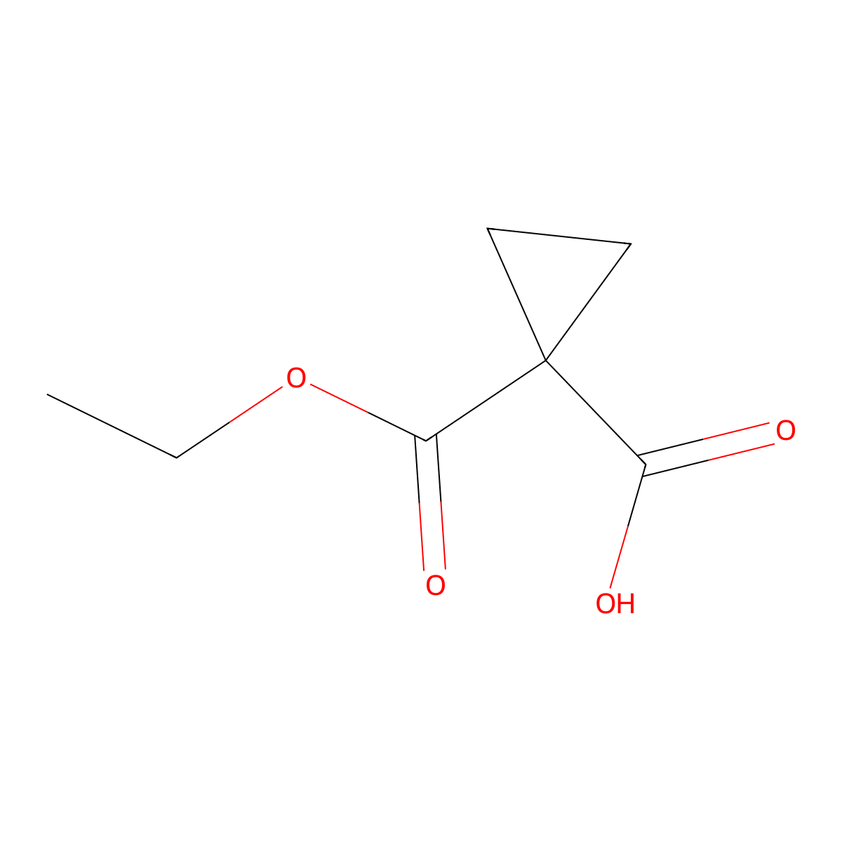 1-(Ethoxycarbonyl)cyclopropanecarboxylic acid molecular structure, CAS 3697-66-3