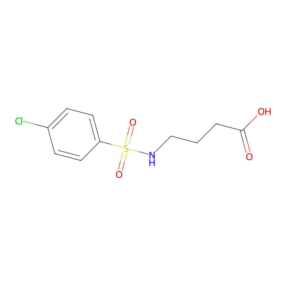 4-{[(4-Chlorophenyl)sulfonyl]amino}butanoic acid molecular structure, CAS 36974-66-0