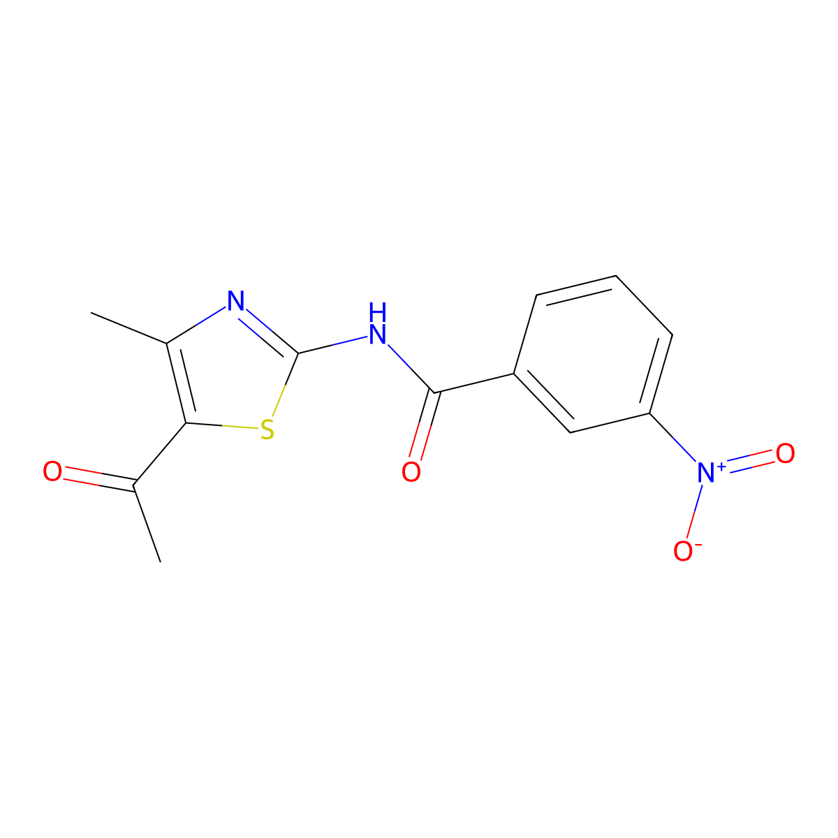 N-(5-acetyl-4-methyl-1,3-thiazol-2-yl)-3-nitrobenzamide molecular structure, CAS 36975-15-2