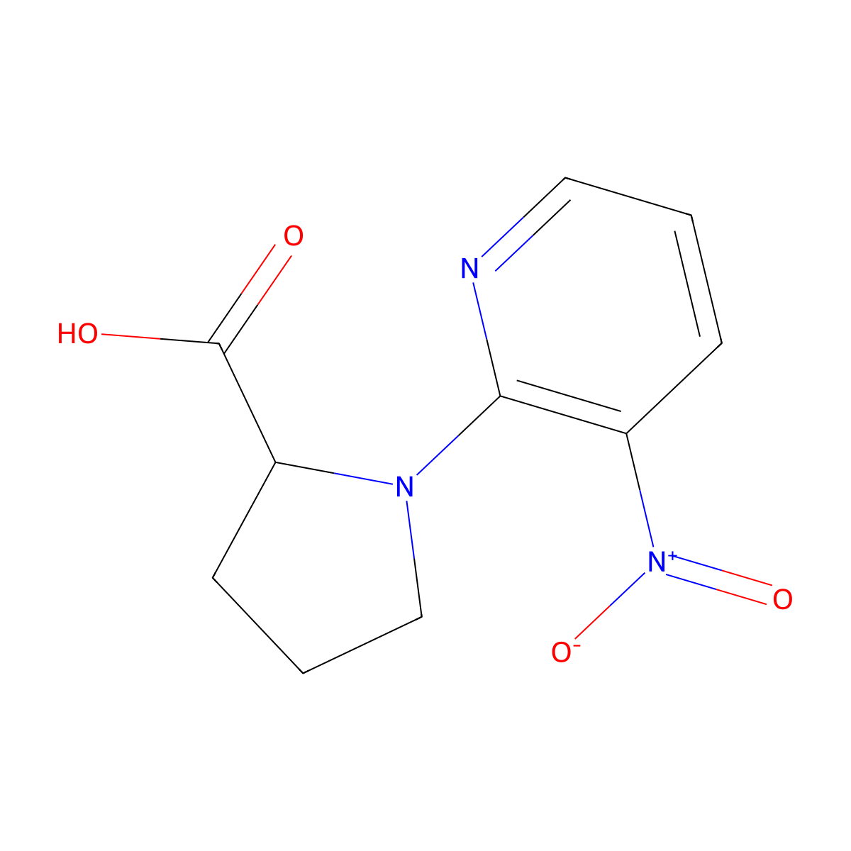 1-(3-nitropyridin-2-yl)pyrrolidine-2-carboxylic Acid molecular structure, CAS 36976-98-4