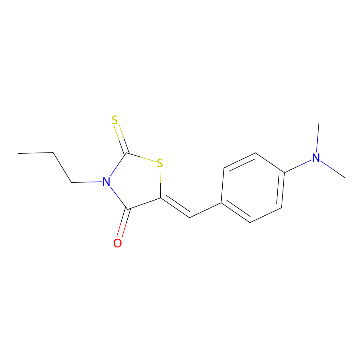 4-Thiazolidinone, 5-[[4-(dimethylamino)phenyl]methylene]-3-propyl-2-thioxo- molecular structure, CAS 3698-10-0