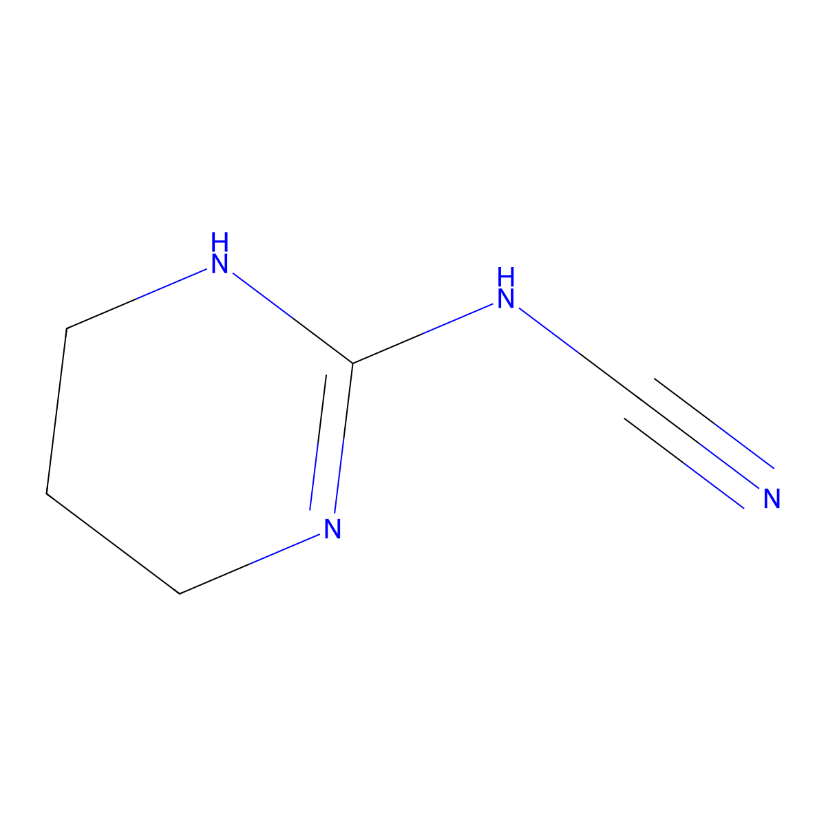 N-(tetrahydropyrimidin-2(1H)-ylidene)cyanamide molecular structure, CAS 36982-81-7