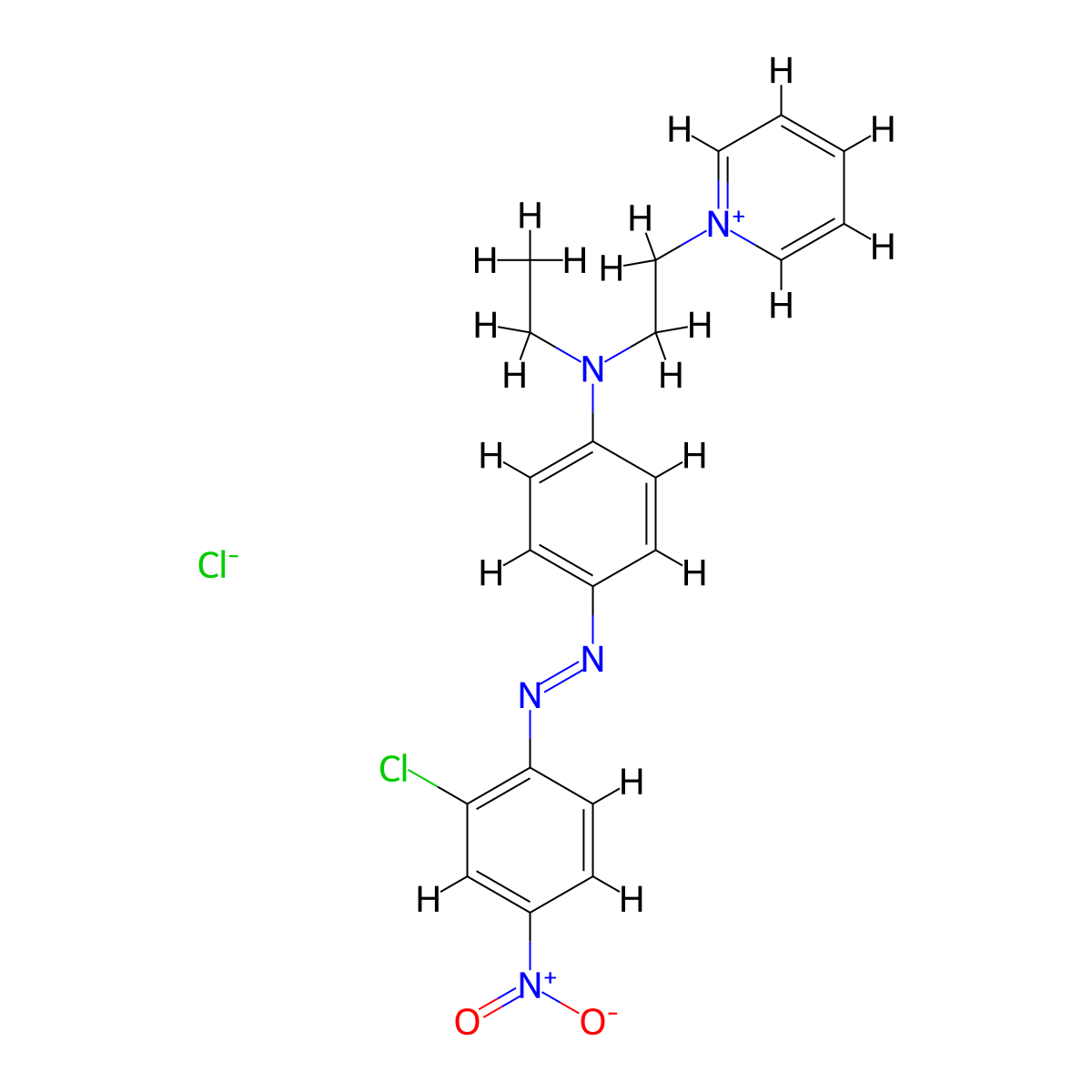 Pyridinium, 1-(2-((4-(2-(2-chloro-4-nitrophenyl)diazenyl)phenyl)ethylamino)ethyl)-, chloride (1:1) molecular structure, CAS 36986-04-6