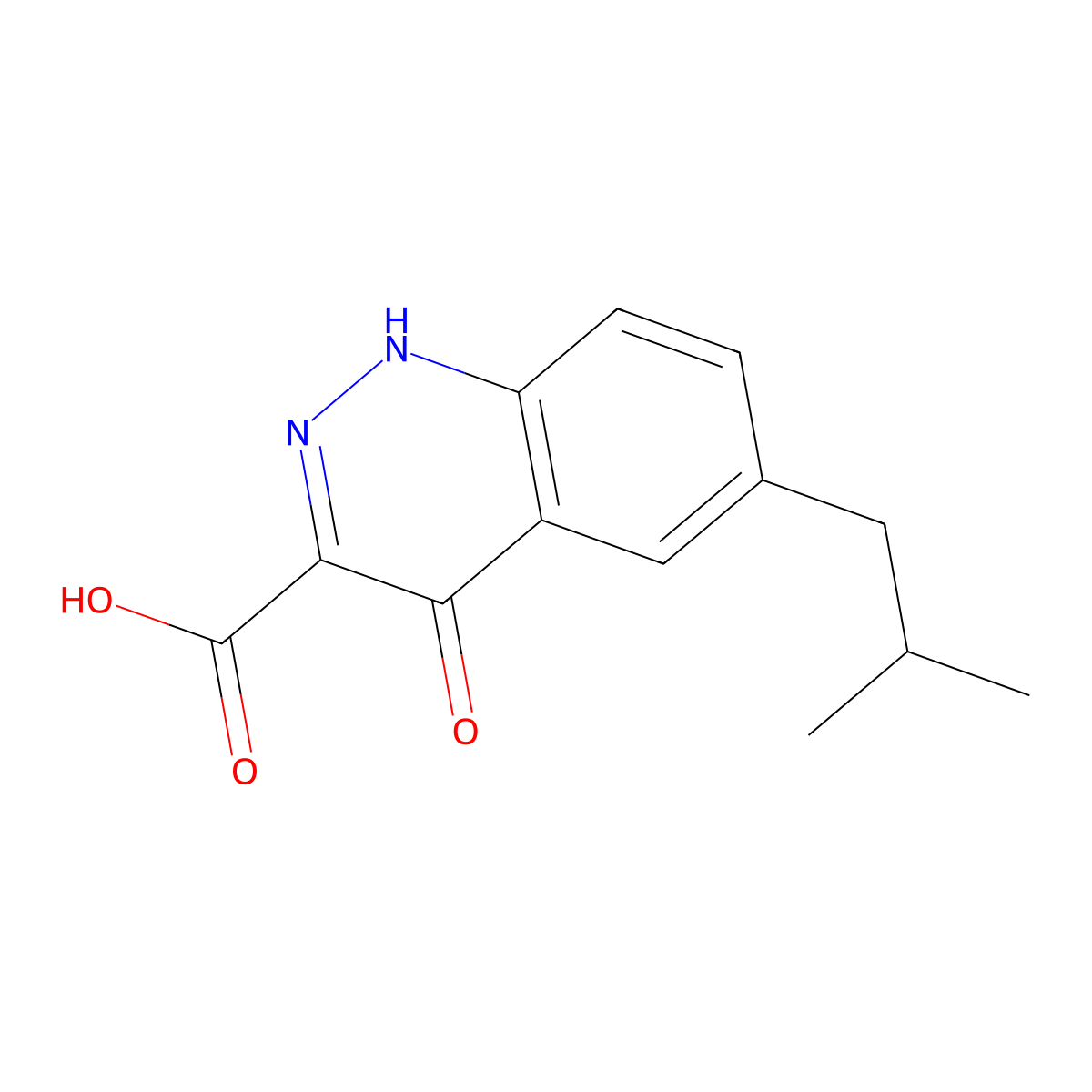 6-Isobutyl-4-oxo-1,4-dihydrocinnoline-3-carboxylic acid molecular structure, CAS 36991-64-7