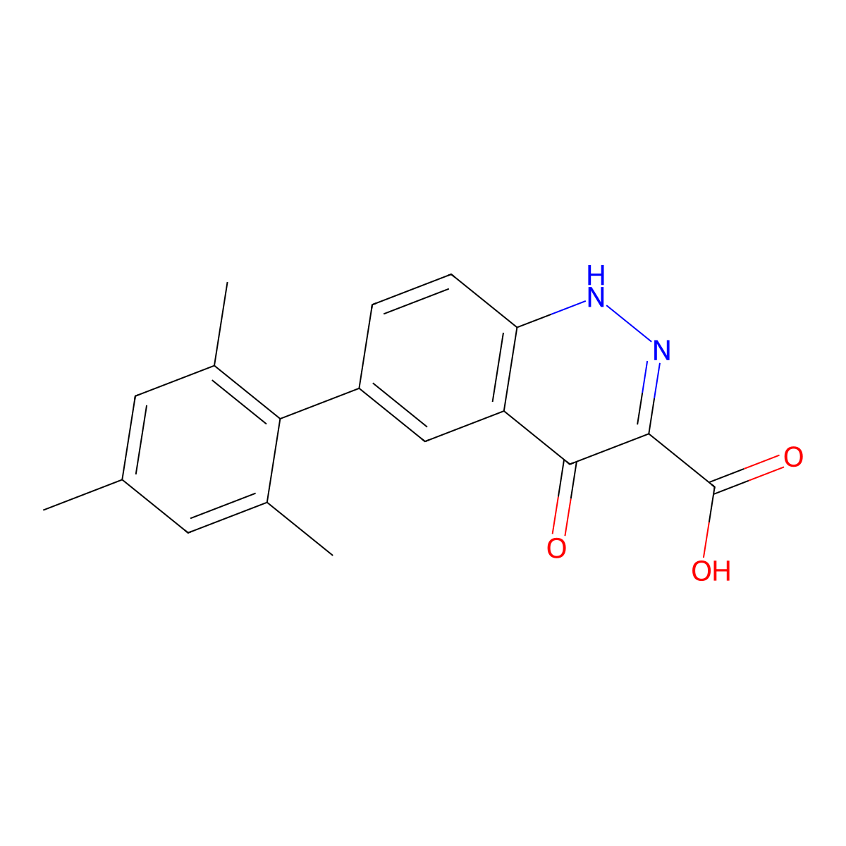 6-Mesityl-4-oxo-1,4-dihydrocinnoline-3-carboxylic acid molecular structure, CAS 36991-85-2