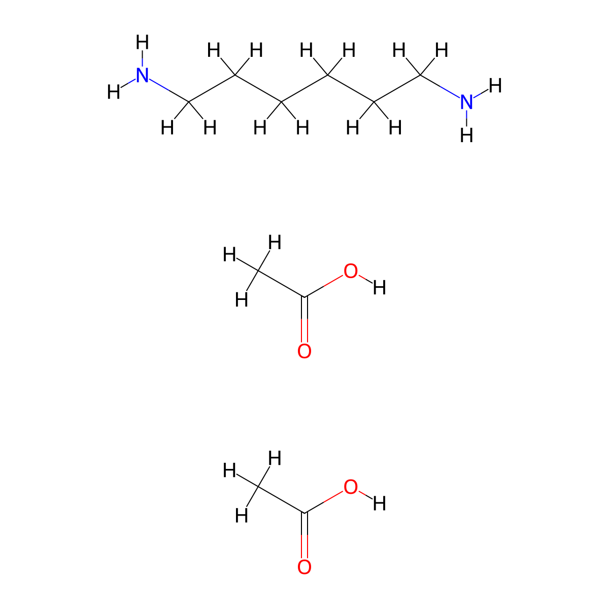 1,6-Hexanediamine, acetate (1:2) molecular structure, CAS 36994-77-1