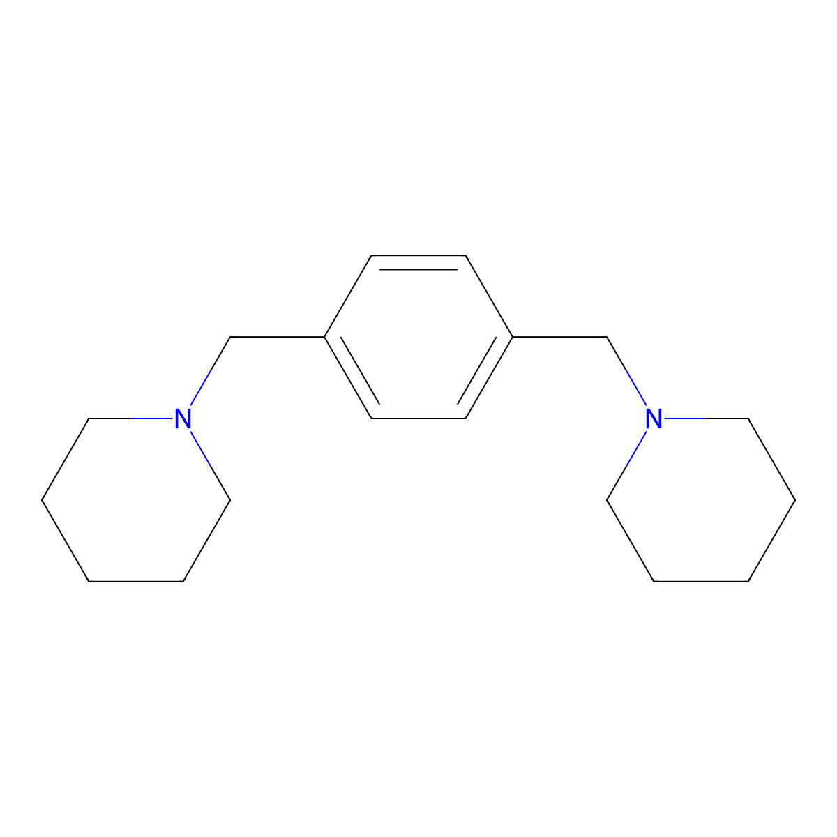 Piperidine, 1,1'-[1,4-phenylenebis(methylene)]bis- molecular structure, CAS 36997-13-4