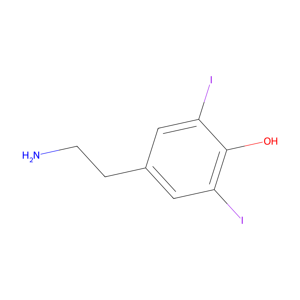 4-(2-Aminoethyl)-2,6-diiodophenol molecular structure, CAS 370-00-3