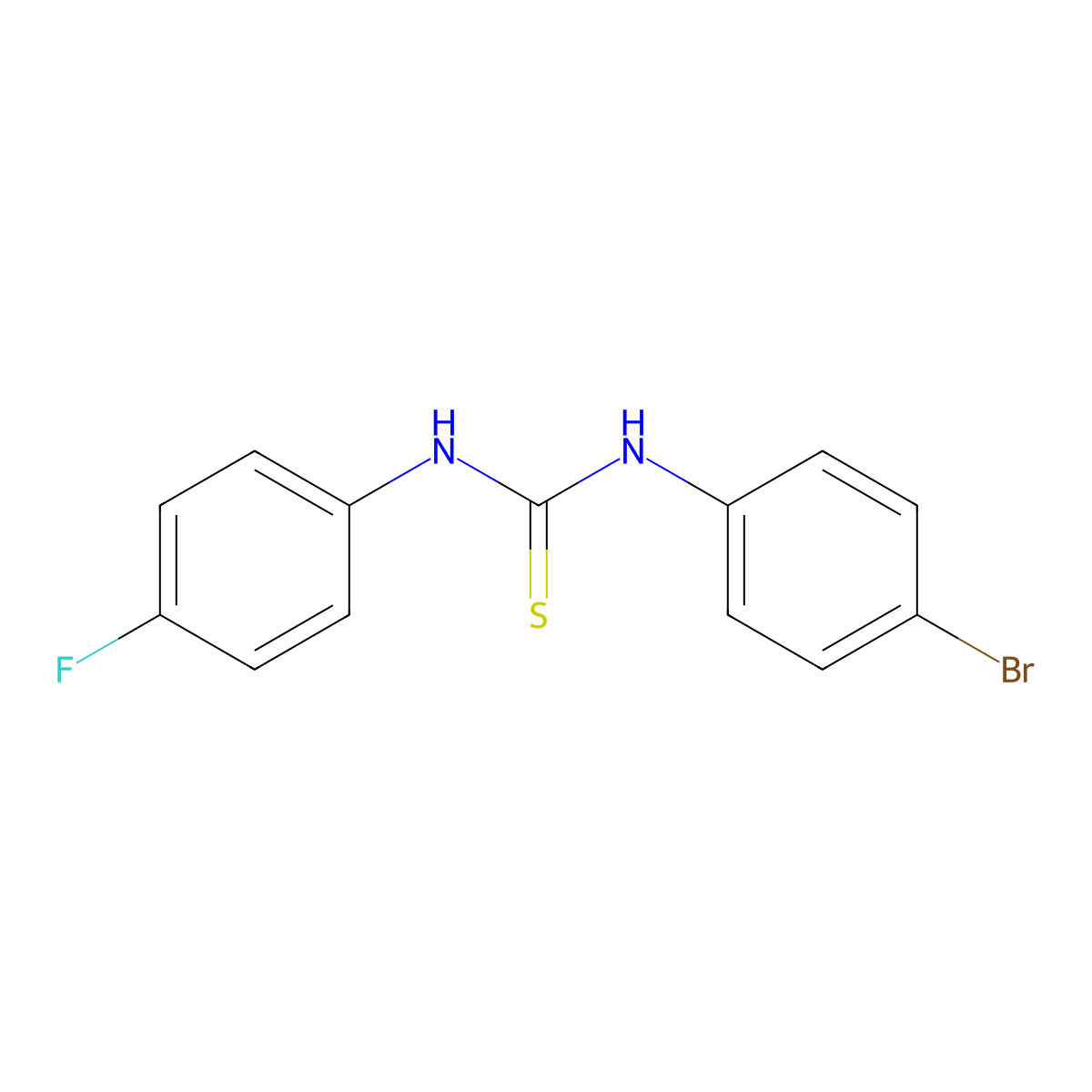 N-(4-bromophenyl)-N'-(4-fluorophenyl)thiourea molecular structure, CAS 370-23-0