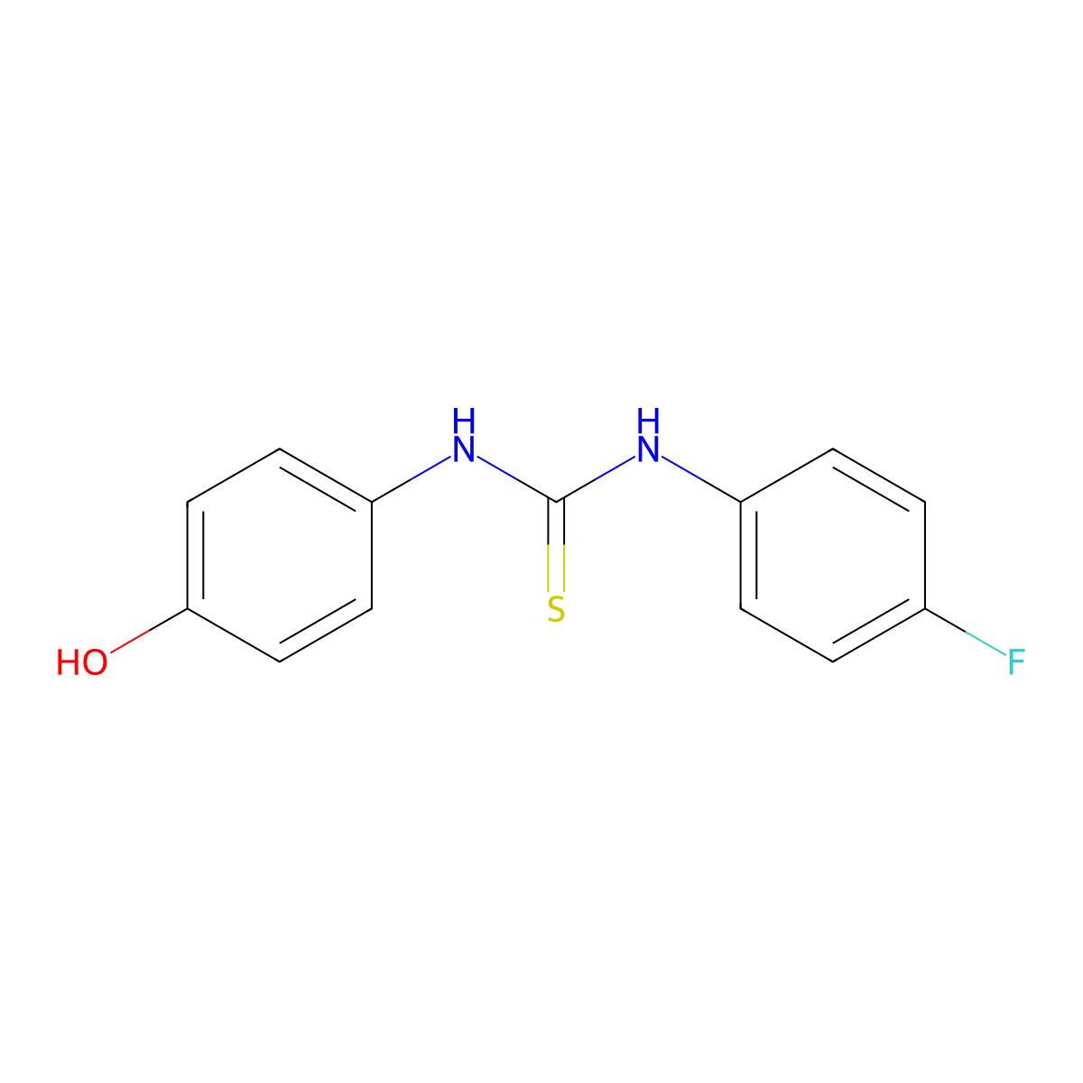 N-(4-Fluorophenyl)-N'-(4-hydroxyphenyl)thiourea molecular structure, CAS 370-27-4