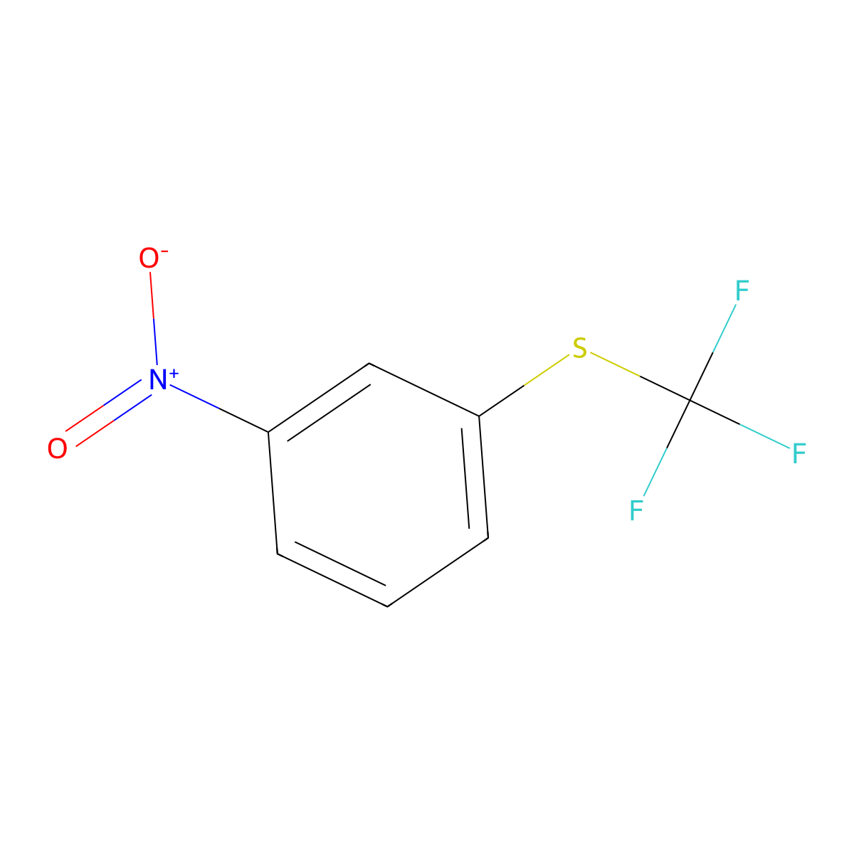 Benzene, 1-nitro-3-((trifluoromethyl)thio)- molecular structure, CAS 370-47-8