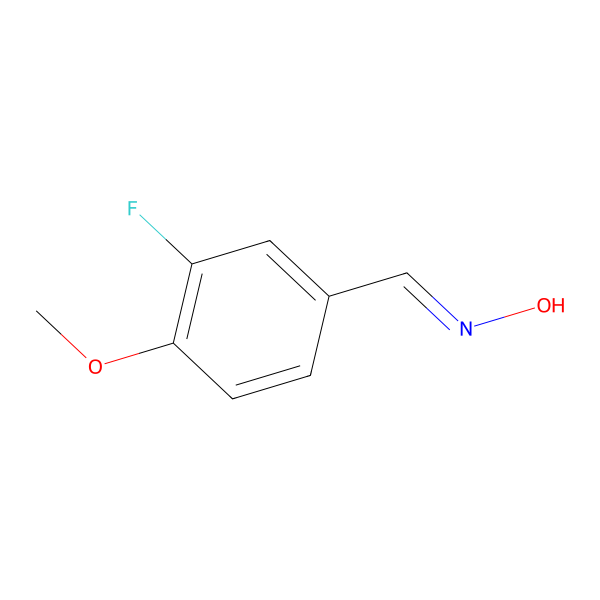 N-[(3-fluoro-4-methoxyphenyl)methylidene]hydroxylamine molecular structure, CAS 370-60-5
