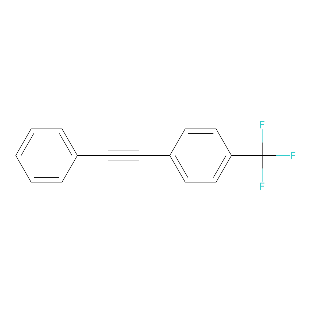 Benzene, 1-(phenylethynyl)-4-(trifluoromethyl)- molecular structure, CAS 370-99-0