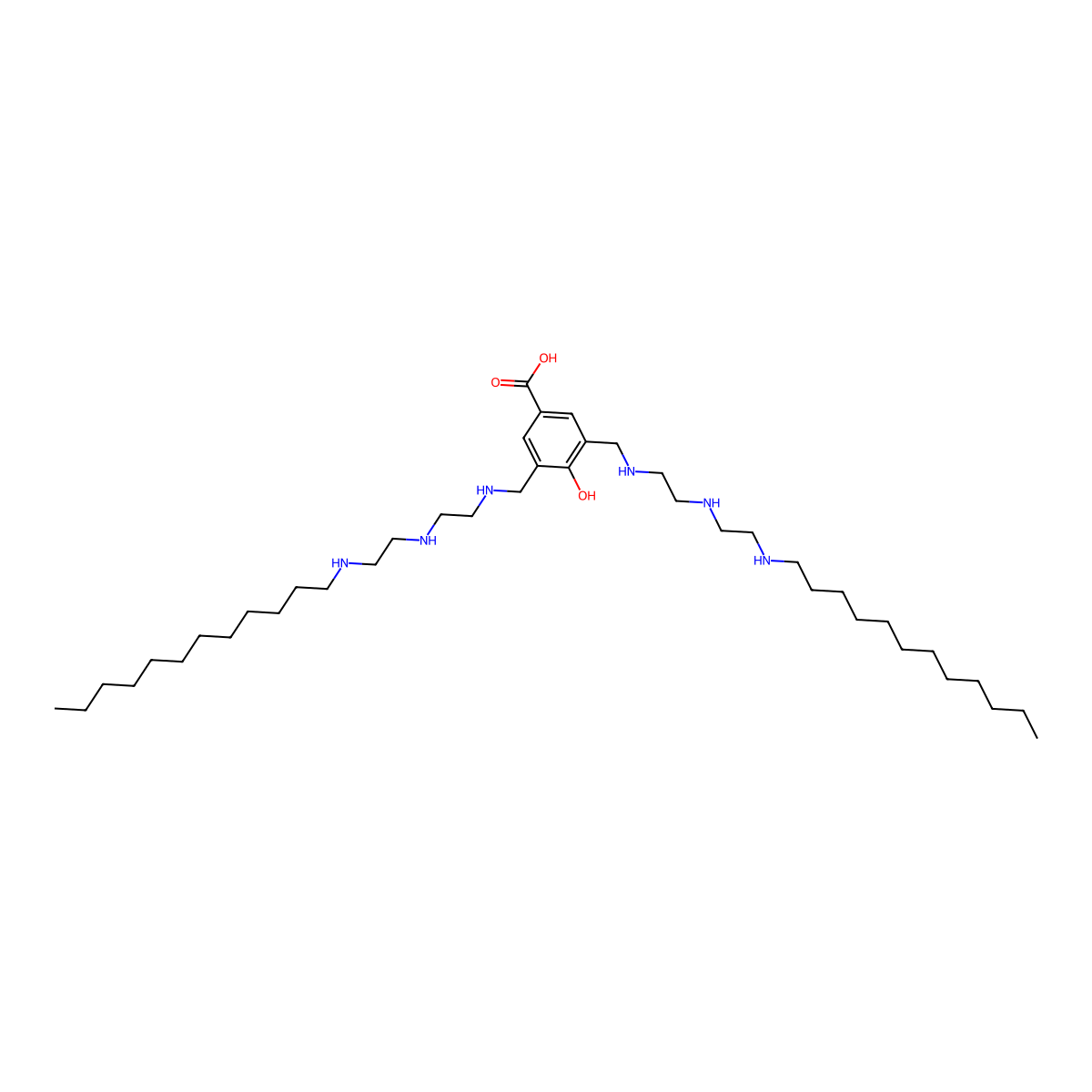 3,5-Bis(((2-((2-(dodecylamino)ethyl)amino)ethyl)amino)methyl)-4-hydroxybenzoic acid molecular structure, CAS 3700-60-5