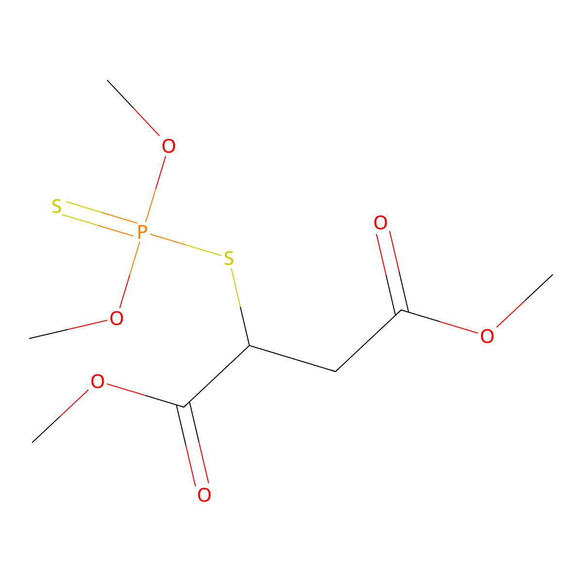 Butanedioic acid, 2-((dimethoxyphosphinothioyl)thio)-, 1,4-dimethyl ester molecular structure, CAS 3700-89-8