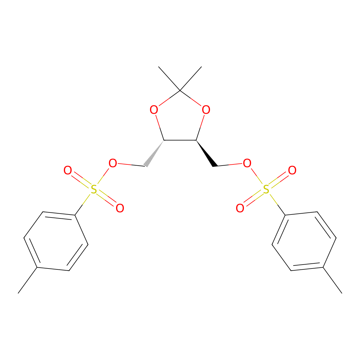 1,3-Dioxolane-4,5-dimethanol, 2,2-dimethyl-, 4,5-bis(4-methylbenzenesulfonate), (4S,5S)- molecular structure, CAS 37002-45-2
