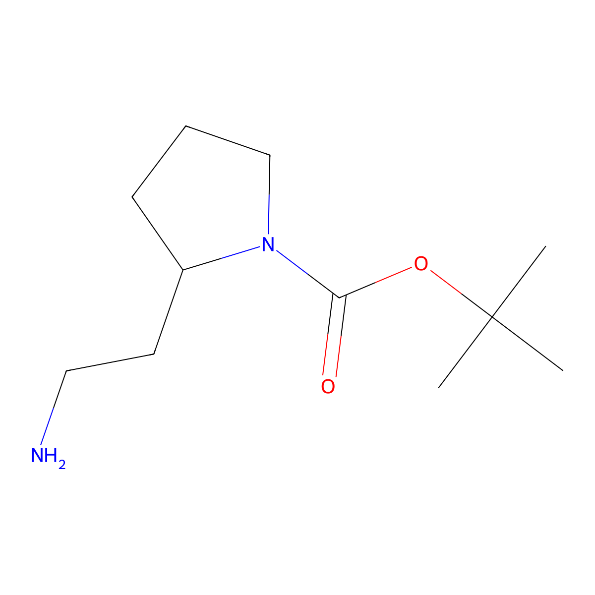 tert-Butyl 2-(2-aminoethyl)pyrrolidine-1-carboxylate molecular structure, CAS 370069-29-7