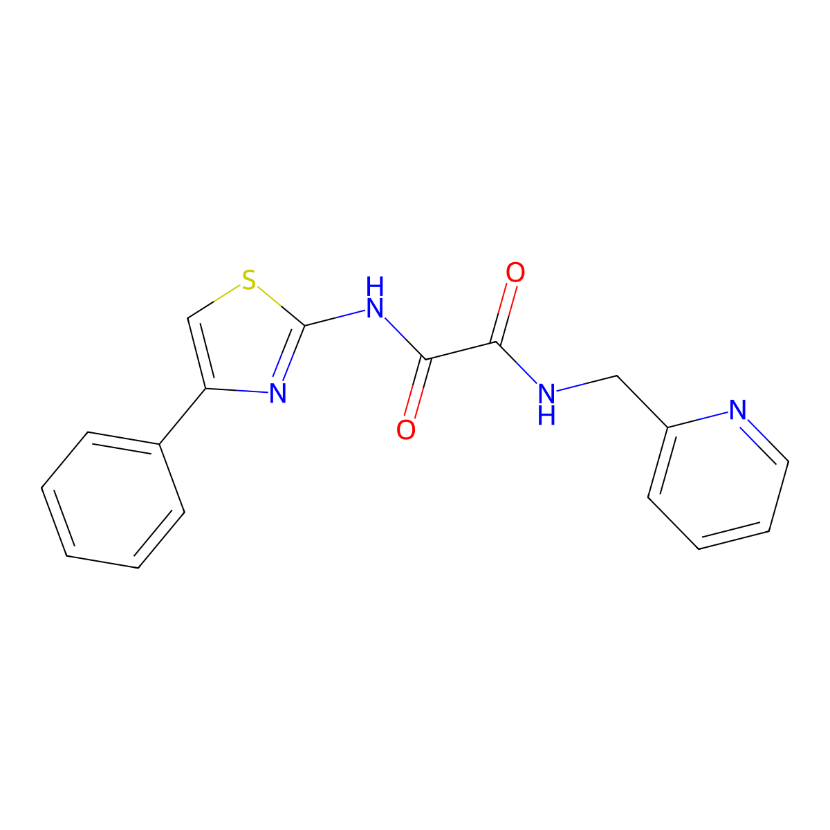 N'-(4-phenyl-1,3-thiazol-2-yl)-N-(pyridin-2-ylmethyl)oxamide molecular structure, CAS 370070-84-1