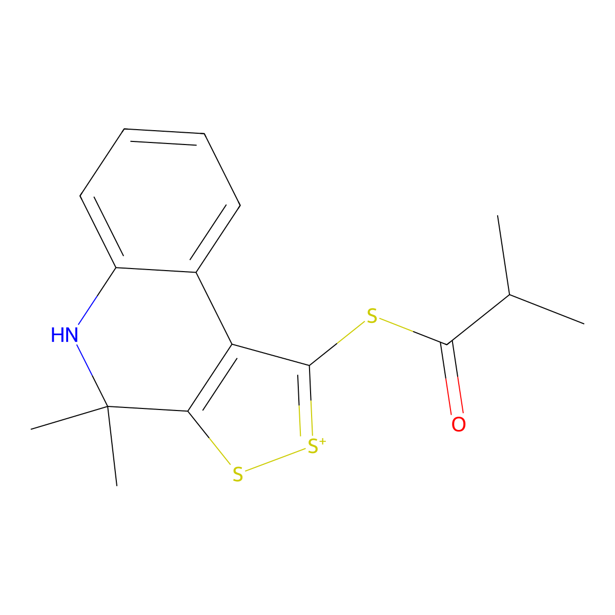 1-(isobutyrylsulfanyl)-4,4-dimethyl-4H,5H-[1,2]dithiolo[3,4-c]quinolin-2-ium molecular structure, CAS 370071-13-9