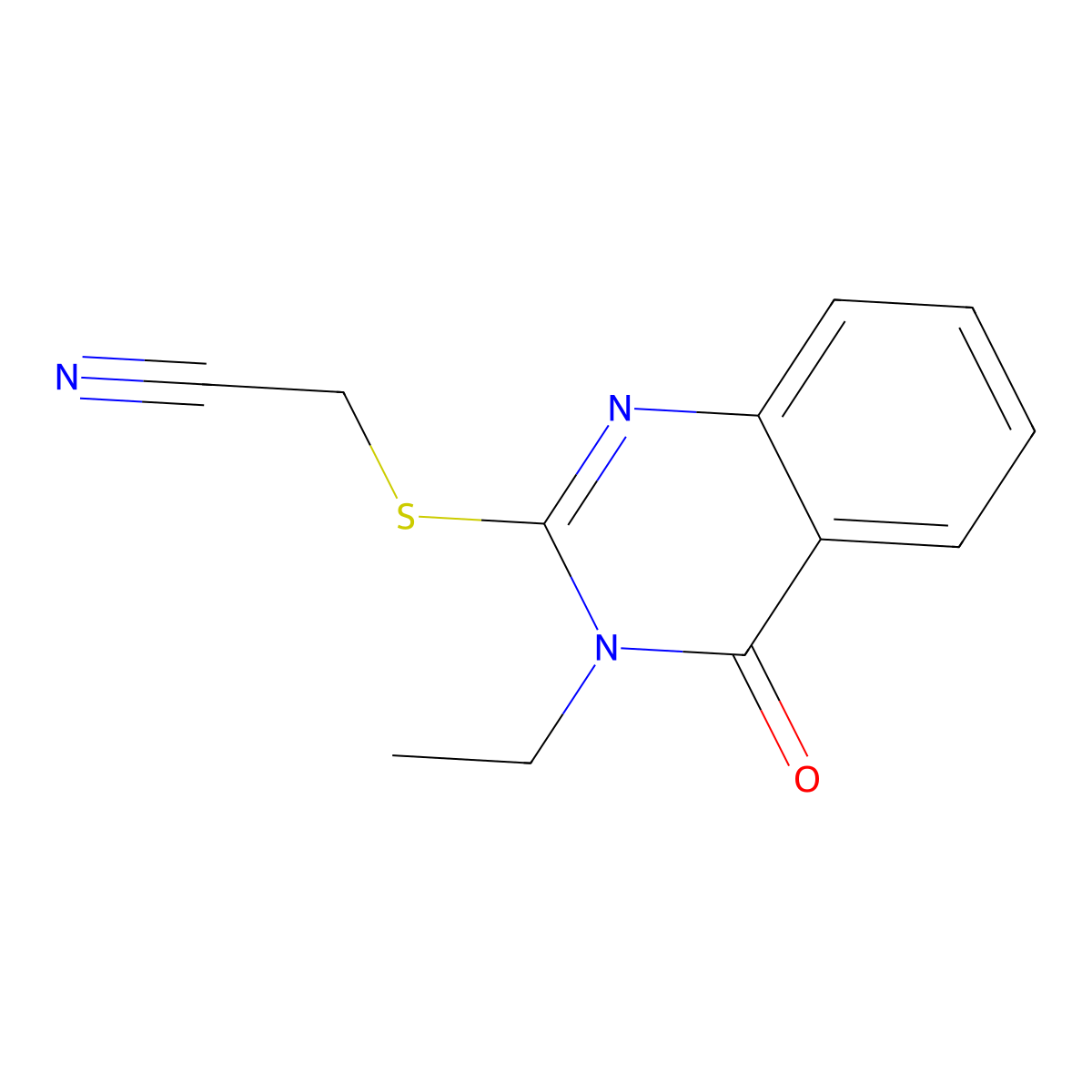 2-(3-Ethyl-4-oxoquinazolin-2-yl)sulfanylacetonitrile molecular structure, CAS 370071-96-8