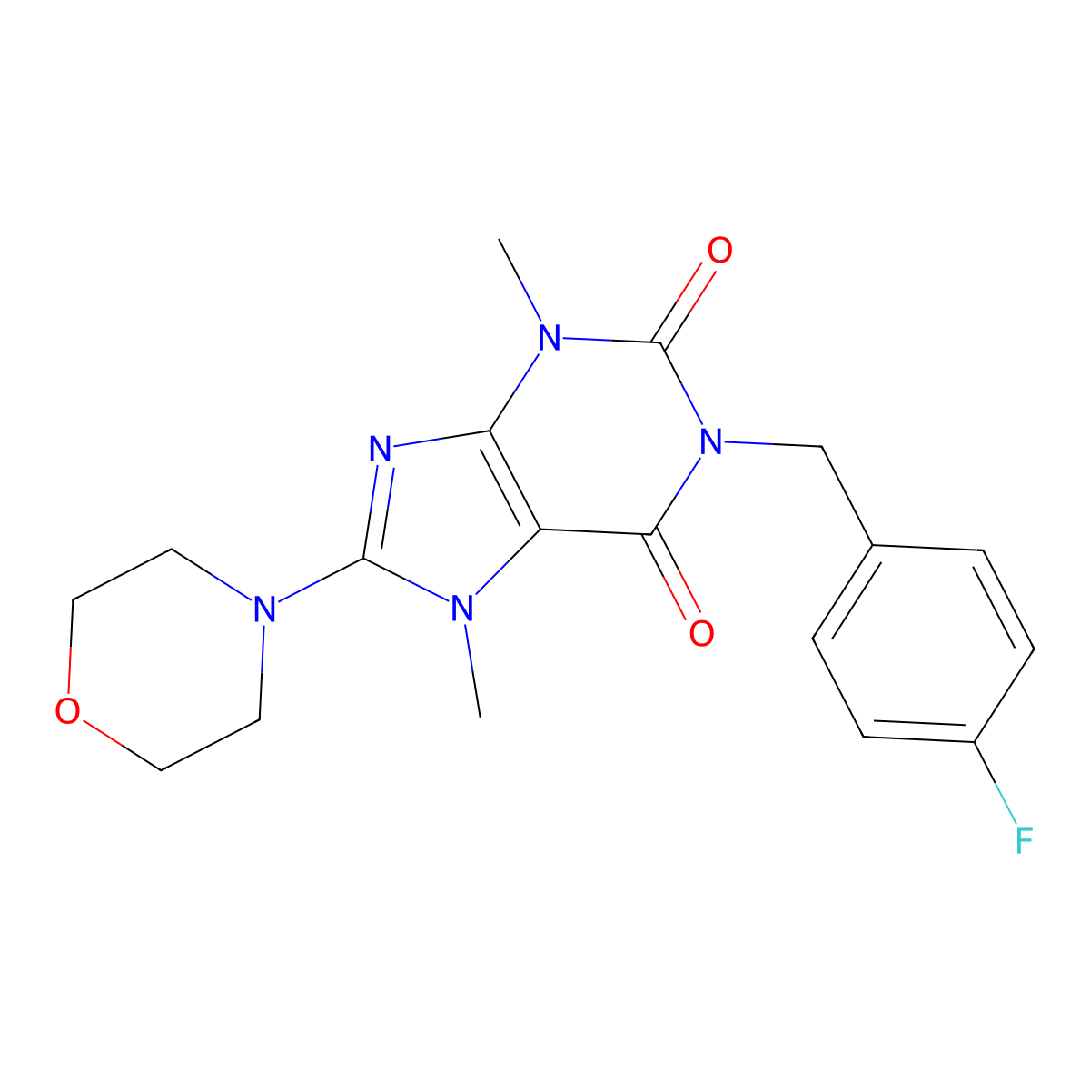 1-[(4-Fluorophenyl)methyl]-3,7-dimethyl-8-morpholin-4-ylpurine-2,6-dione molecular structure, CAS 370073-00-0