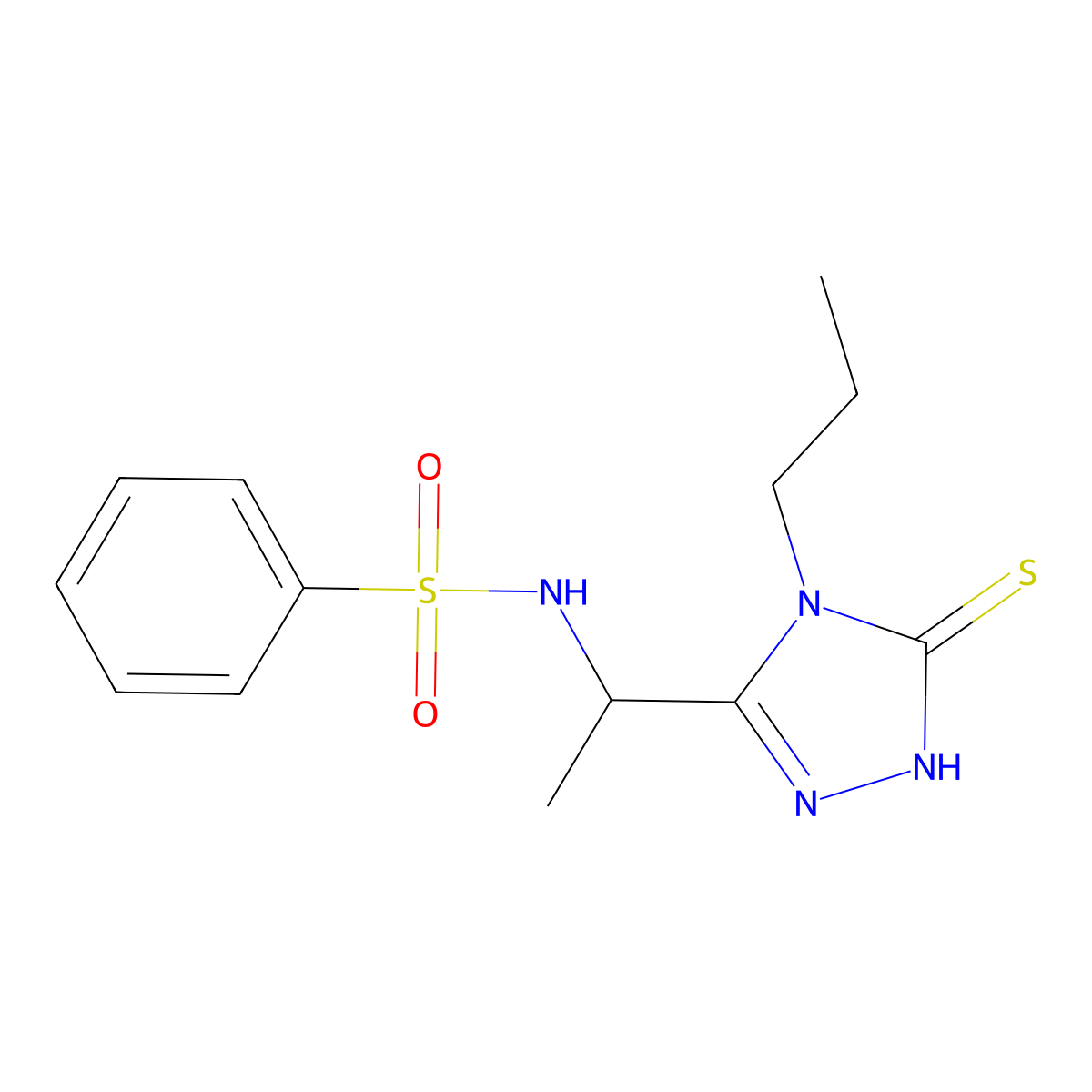 N-[1-(4,5-Dihydro-4-propyl-5-thioxo-1H-1,2,4-triazol-3-yl)ethyl]benzenesulfonamide molecular structure, CAS 370073-66-8