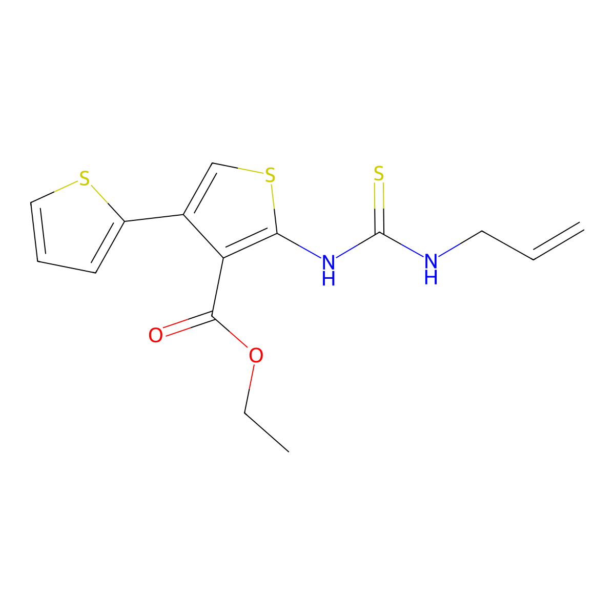 Ethyl 5'-(3-allylthioureido)-[2,3'-bithiophene]-4'-carboxylate molecular structure, CAS 370074-15-0